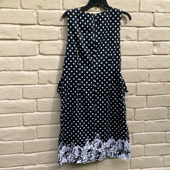 Take 50% OFF- MidNight Velvet Polka Dot Border Floral Sheath Dress,Size-14 - Picture 4 of 4